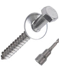 Heavy Duty Wood Lag Screws Set 304 Stainless Steel 3/8 Inch By 3 Inch Hex Head Bolts With Washers 50 Pack Includes 50 Washers And Hex Socket Drill For Decks Fences Outdoor Projects