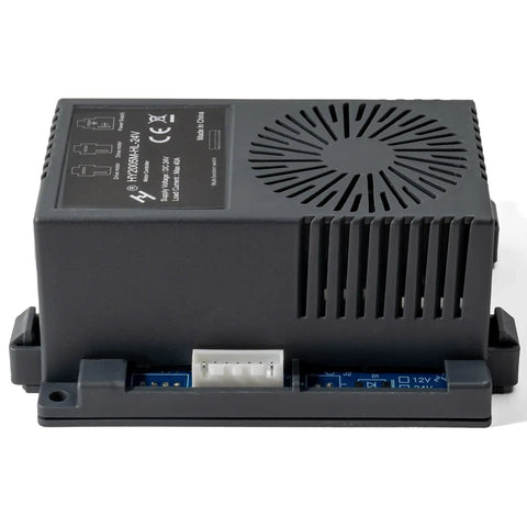 HY2005MHL24V 24 Volt Control Box Receiver For Kids Electric Toy Cars showing rear view with ports, durable plastic casing.