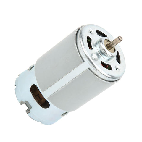 High Output RS-550 DC Electric Motor Packing 22000RPM Kicking Power For Hand Drills And Power Tools, Legit Solid Build For Audio Video Gear And PC Peripherals In Black, showing motor at an angle.