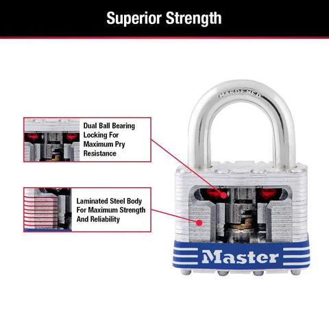 Outdoor Padlock With Key, 2 Pack Keyed Alike, Heavy Duty Weatherproof Lock, features dual ball bearing and laminated steel body.