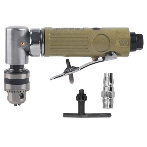 Powerful 25000 RPM Air Drill For Heavy Duty Tapping And Drilling In Auto Furniture And Hardware Maintenance With Rust Proof Coat, side view with accessories.