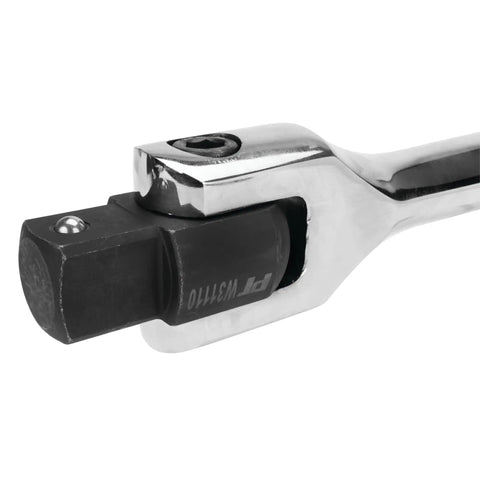 Close-up of Beefy Heavy Duty 40 Inch Breaker Bar with 180 Degree Swivel Head, 1 Inch Drive, Chrome Vanadium Steel, corrosion resistant finish.