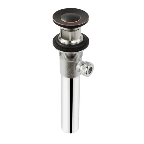 Oil Rubbed Bronze Pop Up Drain Stopper Assembly For Bathroom Vanity Sink With Lift Rod And Overflow Solid Brass Construction