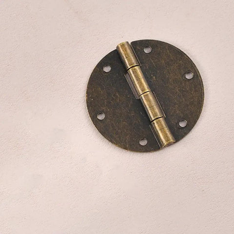Ten Pack Killer Vintage Round Hinges Antique Bronze Finish with sturdy copper build for easy install on cabinets and drawers.