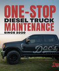 Black diesel truck with 'One-Stop Diesel Truck Maintenance' text, logo for Doc's Diesel, field background, since 2020.