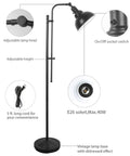 Industrial Floor Lamp For Living Rooms And Bedrooms, Rustic Farmhouse Standing Reading Lamp With Adjustable Metal Heads, Indoor Task Lighting For Home Office Deco In Black Finish