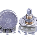 Two Pack Long Shaft A250K Potentiometer With Brass Shaft Audio Taper For Electric Guitar And Bass 6mm Shaft 8mm Thread Includes Nut And Washer