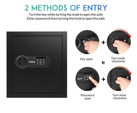 Deluxe Digital Keypad Safe Box For Home Office Hotel And Travel Beefy Steel Alloy Small Safe With Sturdy Lock and entry methods guide