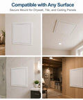 No Sweat Heavy Duty Metal Access Panel For Drywall Wall And Ceiling Concealed Hole Cover Paintable White Access Door For Attic Basement Bath 30X32 Inch displayed in various home settings.