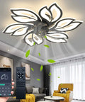 25.6 Inch Bladeless Ceiling Fan With Remote And Light, Low Profile Flush Mount Lit LED Fan Lamp, Dimmable Three Color Temperature, Six Speeds, Indoor Use For Bedroom Or Living Room, White