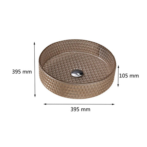 Bathroom Vessel Sink Crystal Glass Vessel Bowl Sink Light Brown Round Vessel Sink with dimensions 395 mm x 105 mm.
