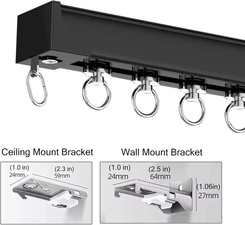 Heavy Duty Aluminum Sliding Barn Door Track System Five Feet Long featuring brackets for ceiling and wall mount.