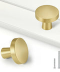 Gold Cabinet Knobs Brushed Brass Round Dresser Drawer Knobs For Closets And Doors Pack Of 15 With Two Standard Screws Zinc Alloy