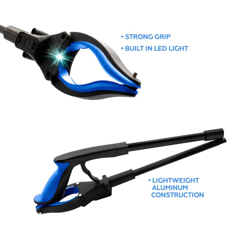 32 Inch Long Reach Grabber Tool With Aluminum Foldable Design LED Light Magnetic Tip And Strong Grip Claw For Quick Grab And Go Pickup Of Remote Trash Shelves And Other Hard To Reach Items Lightweight And Senior Friendly