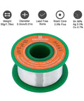 Ultra Thin Solder Wire 0.01 Inch 0.3 mm Rosin Core Flux Lead Free Sn99 Ag0.3 Cu0.7 50G spool in green holder