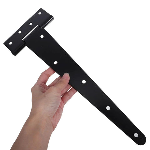Heavy Duty Iron T Shape Door Hinge 12 Inch Black Set Of 2 Easy Install Built Tough For Industrial Doors Gates And Door Repair Projects Durable Iron Construction Black Finish For Garage Barn And Warehouse Doors