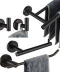 Oil Rubbed Bronze Stainless Steel Bathroom Hardware Set Five Piece Wall Mount Kit For A Clean No Fuss Look with towels