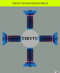 Badass Corrosion Resistant M5 Titanium Countersunk Flat Head Screws M5x12mm Burnt Blue displayed from above.