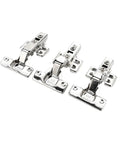 Hydraulic Soft Close Cabinet Door Hinges, 4 Piece Set, Stainless Steel, shown side by side on white background