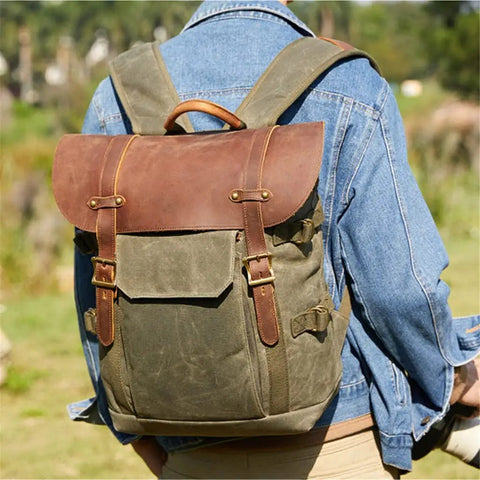 Canvas DSLR Video Backpack With Waterproof Outdoor Design on person outdoors