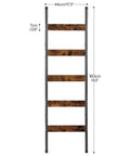 Killer 5-Tier Blanket Ladder With Heavy Duty Hooks, Wall-Leaning Towel Rack For Living Room And Bedroom, Rustic Industrial Decor Organizer For Scarves And Blankets, Total Home Game Changer, 17x63 inch with 5 wooden shelves.