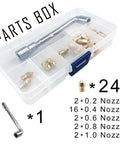 24 Piece Brass MK8 3D Printer Nozzle Set For Makers Pro Grade With 0.2mm 0.4mm 0.6mm 0.8mm 1.0mm Nozzles in storage box