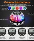 Gyro Ball Hand Exerciser With Counter And Auto Start Gyro, Wrist And Forearm Strengthener For Quick Arm Workouts, LED Lights And Colorful Display, Portable Grip Trainer For Strength, Endurance, And Real Fast Gains, black plastic with LED counter