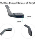 Kids Silicone Glasses Straps 3 Pack Non Slip Elastic Eyewear Straps close-up showing 9mm hole design and dimensions, black color.