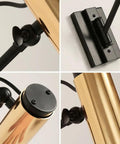 Close-up of Adjustable Swing Arm Wall Lamp Heavy Duty Metal Bedside Light Modern E14 Wall Sconce's metal fixture and mounting detail.