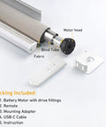 Solar Powered Battery Motor Kit For DIY Motorized Blinds And Shades Wireless Rechargeable System No Chains with components
