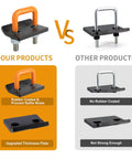Heavy Duty Hitch Tightener For 1.25 In And 2 In Hitches With Anti Rattle Stabilizer Beefed Up Rubber Coated U Bolt Reduces Movement On Cargo Carriers And Bike Racks All Weather Rustproof Orange 1 Pack vs non-coated version comparison