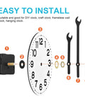 Exploded view of Silent Quartz Wall Clock Movement Kit With Hands For DIY Repair And Craft Projects Battery Powered Motor Replacement 6.69In