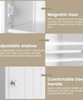 Interior features of 67 Inch Tall Bathroom Cabinet with magnetic door, adjustable shelves, and comfortable handle.