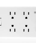 Eight International Adapters Travel Charging Station With Surge Protector And Four Smart USB Ports, showing four AC outlets and USB ports