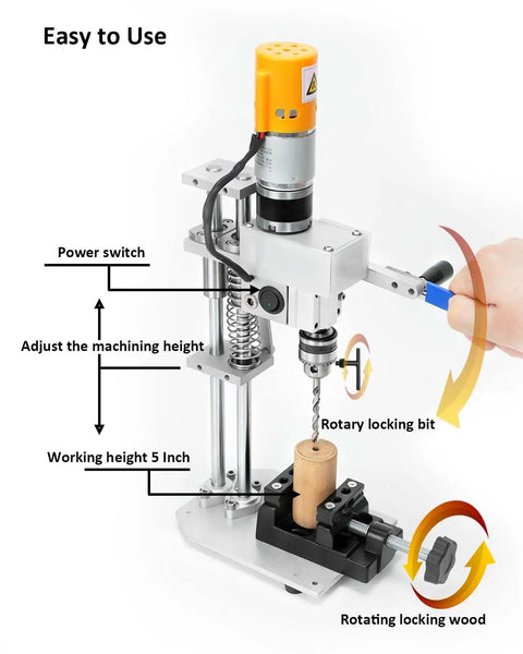 Compact Mini Drill Press Table Packing Beefy Torque And Smooth Variable Speed Controls Made Tough for easy height adjustment and rotary locking.