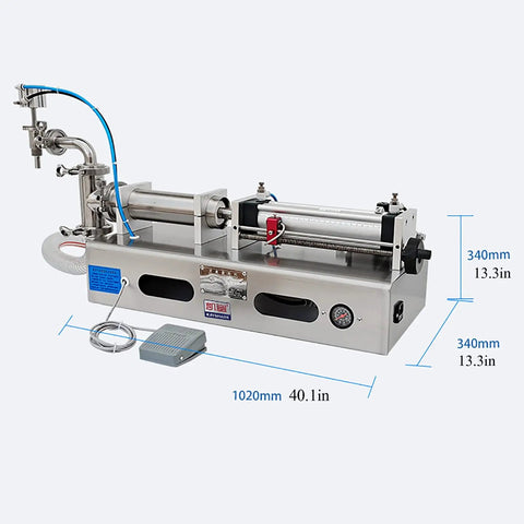 Heavy Duty Pneumatic Liquid Filling Machine Single Head Automatic Bottle Filler Hella Precise For 500 To 3500 Milliliter Containers with steel frame.