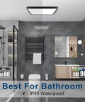 12 Inch Square LED Ceiling Light 24W 5000K Daylight White, 3200 Lumens, ultra slim flush mount in modern bathroom scene, flicker free