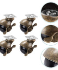 Smooth Rolling Vintage Brass Plate Casters With Reliable Locking Brakes For Heavy Duty Furniture Chairs close-up showing four casters.