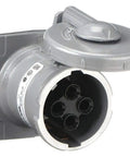 Rock Solid 60 Amp Pin And Sleeve Receptacle Nema 4X 4 Pole 3 Wire Rugged Industrial Socket With Breech Lock Cap open view