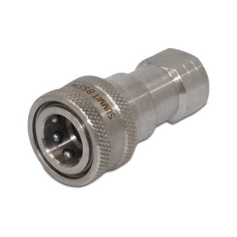 Heavy Duty 1/4 Inch Npt Iso 7241 B Series Stainless Steel Quick Disconnect Hydraulic Coupling Set, detailed view of the coupling.