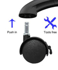 4 Pack 1.5 Inch Swivel Caster Wheels With Circlip Stem M8x20mm And Lockable Brakes, 360 Degree Rotatable Black Nylon Castors assembly