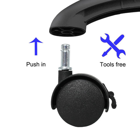 4 Pack 1.5 Inch Swivel Caster Wheels With Circlip Stem M8x20mm And Lockable Brakes, 360 Degree Rotatable Black Nylon Castors assembly