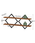 Top Shelf Two Tier Floating Wall Shelves Set Of Two With Sleek Diamond Iron Frame Rustic Brown Metal Decor dimensions and layout.