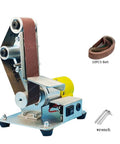 Compact Desktop Vertical Mini Electric Polishing Belt Sander Machine With 9000 Rpm Grinding Wheel Motor Heavy Duty Metal Body Construction for woodworking.