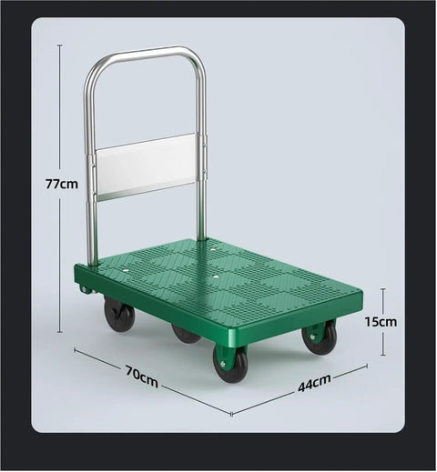 Heavy Duty Folding Platform Cart With Push Handle Built Like A Workhorse For Hauling And Loading Anti Slip Deck Quiet Wheels Easy Fold Ideal For Warehouse Garage And Workshop Transport, 70x44x15cm