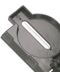 Close-up of durable alloy survival compass with metal cover for hiking camping