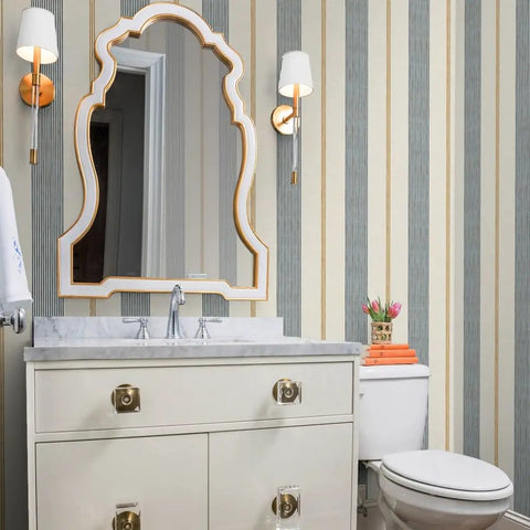 Custom Printed Leather Textured Vinyl Wallpaper Top Notch Heavy Duty Wallcovering in a stylish bathroom setting.