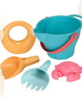 5 Piece Beach Sand Set For Kids And Boys Portable Lightweight Plastic Shovels And Buckets Water Play Kit colorful pieces