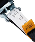 Close-up of 2 Inch By 10 Foot Auto Retract Ratchet Straps With Coated S Hooks Tiedowns For Motorcycles ATVs Bikes And Trailers