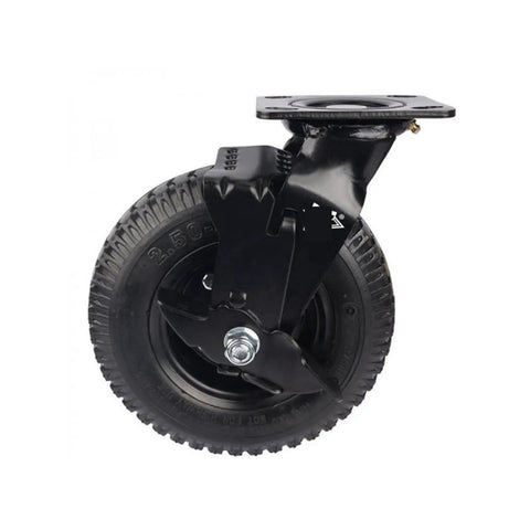 Eight Inch Heavy Duty Pneumatic Rubber Wheel Featuring A Rock Solid Side Brake Flanged Track Base For Hella Smooth Cruising